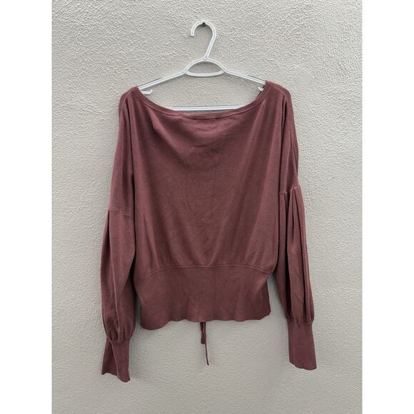 Express Womens Sweater Shirt Size Large Pink Long Sleeve Tie Detail Waist - Picture 6 of 10